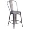 Flash Furniture 40.50&#x201D; Grey Stackable Bar Stool with Backrest and Footrest